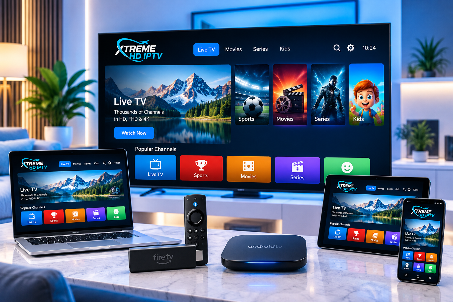 XTREME HD IPTV streaming on supported TV, Fire TV, Android TV and mobile devices