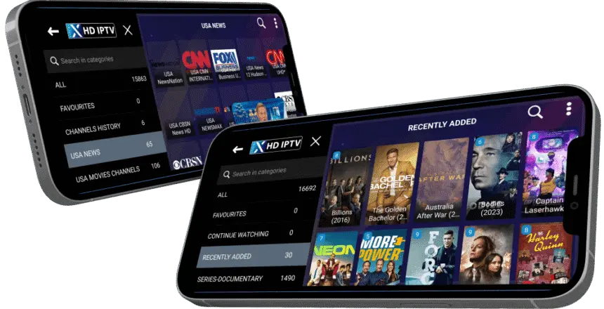 Xtreme HD IPTV app interface on supported mobile devices