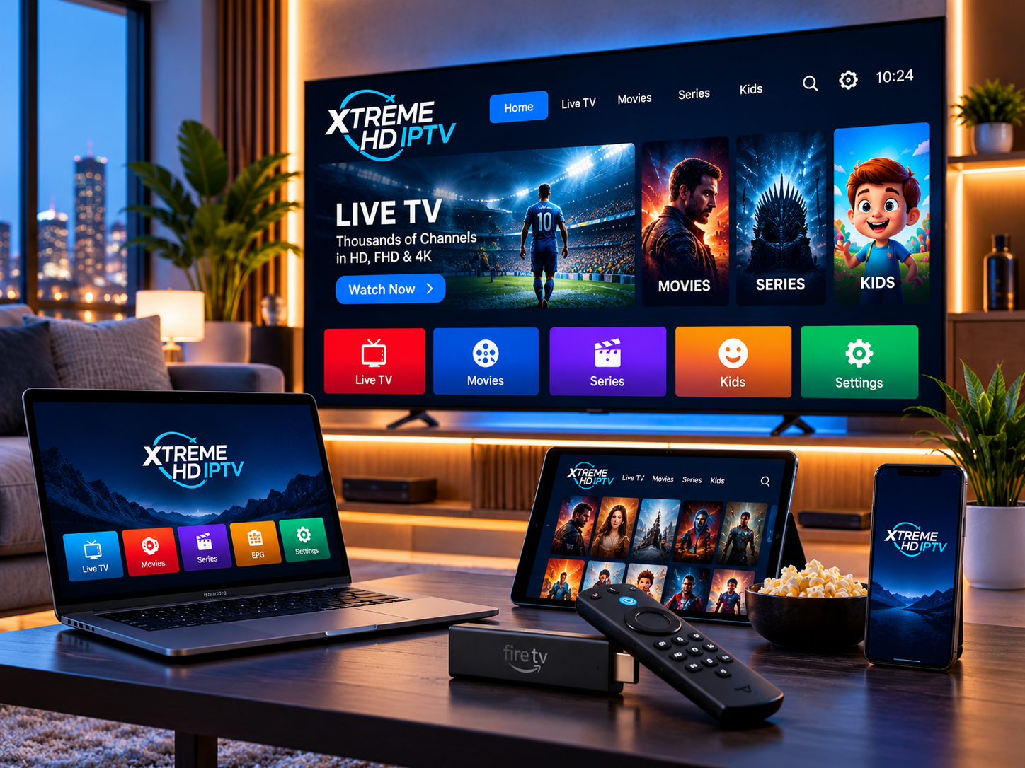 Modern home entertainment setup for XTREME HD IPTV